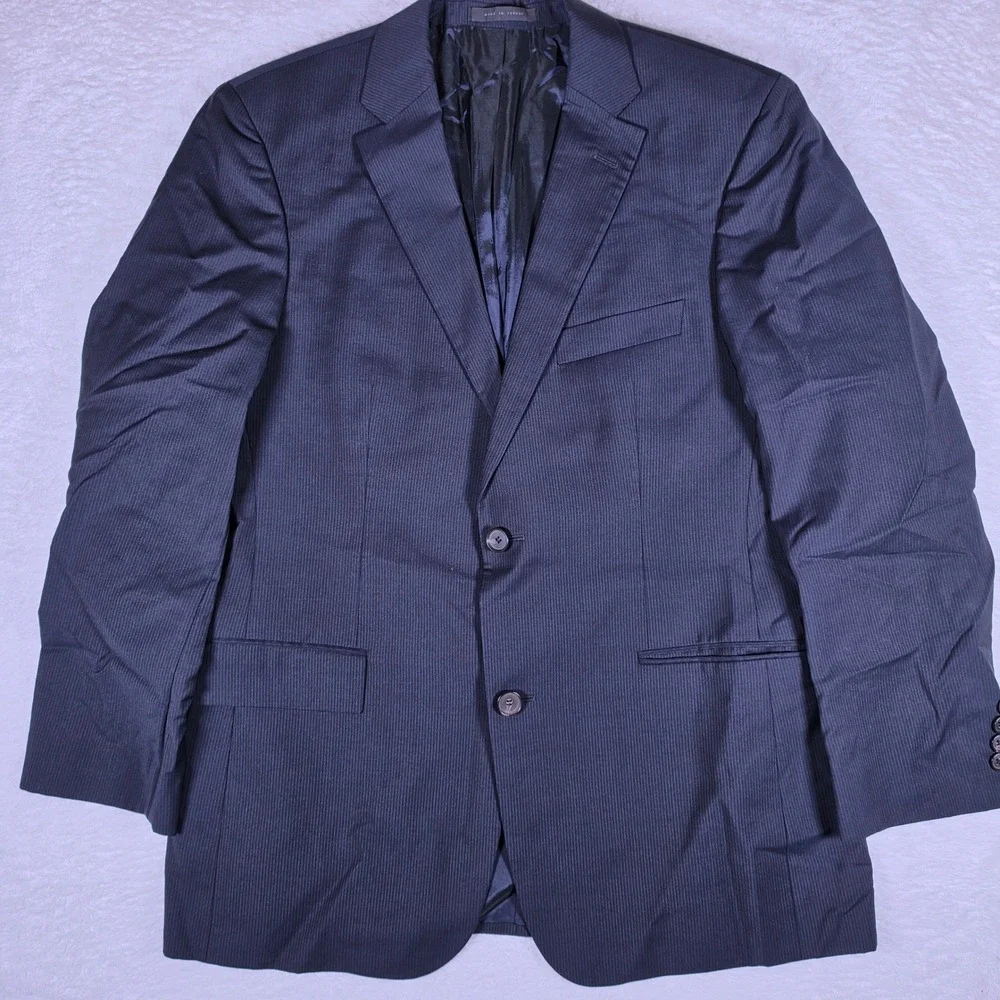 Hugo Boss Pasolini1/Movie1_HM Mens 40R Navy Blue Wool Pinstripe Blazer L/S